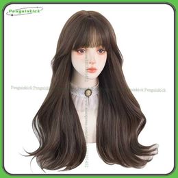 Synthetic Wigs Lace Wigs Lolita Wig for Women Girl Synthetic Hair Long Curly Body Wave Korean Style Hair Daily Wear Party Wear Students Girls Brown 240328 240327