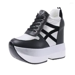 Casual Shoes Autumn Women High Platform Height Increasing 12 CM Thick Sole Trainers Breathable Sneakers