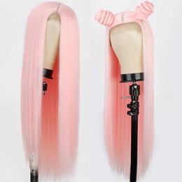 Synthetic Wigs Cosplay Wigs Is a wig Synthetic Wigs Long Straight Pink Cosplay Wig for Women Blonde Black Red Orange Middle Part Women Wigs 240329