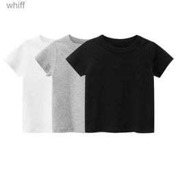 T-shirts Summer Cotton Boys T Shirt Short Sleeve White Tshirt For Girl Solid Colour Simple Childrens Clothing T-Shirts For Children TopsC24319