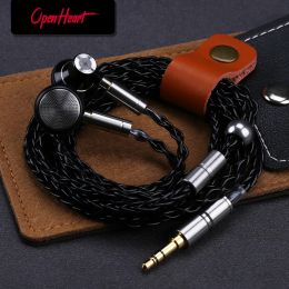 Headphones OPENHEART Wired Earphone Clear Detail Sound Metal headset with mmcx Flat Headphone HiFi Earbuds High Quality Durable Personality