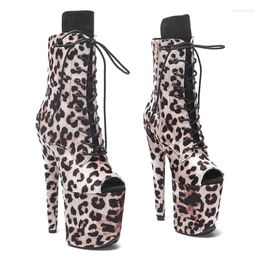 Dance Shoes Leecabe 20CM/8inches Leopard Upper Pole Dancing High Heel Platform Boots Open Toe