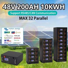 48V 200AH LiFePO4 Battery Pack 51.2V 100AH 120AH Lithium Battery 6000+ Cycles With 16S BMS Max 32 parallel For Inverter NO TAX