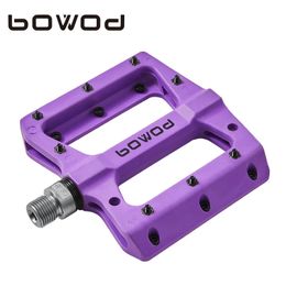 BOWOD High Strength Nylon Sealed Bearings Lightweight 9/16 Non-slip Pedal MTB Flat Bicycle Pedal BMX Cycling Bike Accessories 240308