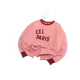 Celinnes Sweatshirt Designer Original Quality Men's Hoodies Sweatshirts New Womens Flocking Contrast Thread Letter Pink Shoulder Drop Top