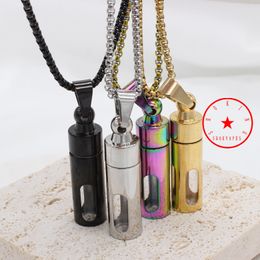 Colourful Stainless Steel Smoking Cartridge Necklace Pendant Herb Tobacco Cigarette Holder Stash Case Portable Pill Seal Storage Glass Bottle Snuff Container