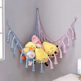 Storage Bags Wall Mount Toy Net Bag Cotton Rope Hand-woven Dolls Reliable Wear-resistant Triangle Hammock Home Decor