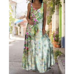 Designer Women's Fashion Casual Dress 2024 Summer New Tie Dyed 3D Printed Dress Bohemian Strap Shoulder Floor Dress maxi dresses for womens woman dresses RFSM