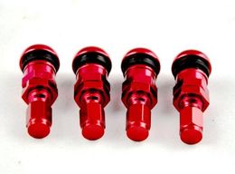 4 RED Aluminium Car Tubeless Wheel Tyre Valve Stem Four Boltin With Dust Caps Wheels Rims Accessories6862027