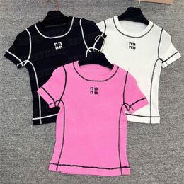 Designer Letter Knits T Shirts Designers Tops For Women Fashion Knitted Sweater Short Sleeve Tees Clothing