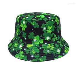 Berets Cute Plant Print Bucket Hats For Men And Women Double-sided Wear Spring Summer Outdoor Travel Sun Protection
