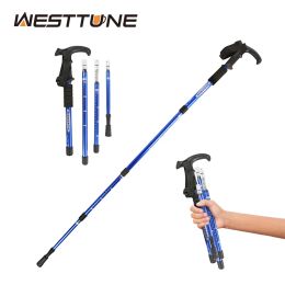 Sticks Telescopic THandle Trekking Pole, Portable Walking Stick, Hiking Stick for Nordic Elderly, Outdoor Fold Camping Club, 4Section