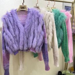 Women's Jackets 2024 Autumn And Winter Fur Style Short Sweater Cardigan Woolen Jacket