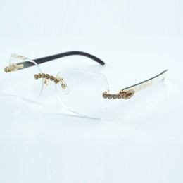 Lenti trasparenti alla moda micro taglio con diamante Bouquet 8300817 con gamba in corno di bufalo misto nero naturale misura 18-140 mm