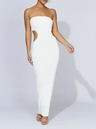 Casual Dresses Womens Sexy Cutout Tube Dress Summer Strapless Sleeveless Bodycon Wedding Party Cocktail Maxi