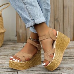 Sandals Women Sandals Wedge Fashion Shoes Open Toe Women Shoe Sexy Round Toe Ladies Shoes Thick Bottom Walking Shoes Slipper Footwear