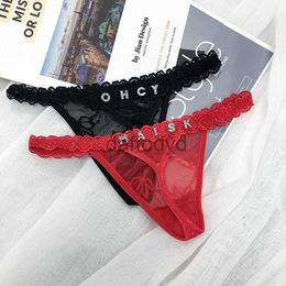 Women's Panties Custom Name Crystal Letter Thong Lace Bikini Panties Personality G-String Low Waist Briefs Sexy Body Jewelry For Lovers Gifts 240319