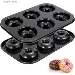 Baking Moulds 6-Grid Donut Pan Carbon Steel Cupcake Baking Mould Baking Non-stick Tray Mini Muffin Pan Bagel Cake Pan DIY Cartoon CakebakingPan L240319