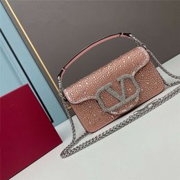 Shop design handbag wholesale retail Diamond Set Mini Sliding Chain Handbag Brass Buckle Light Luxury Shoulder Bag Tidy