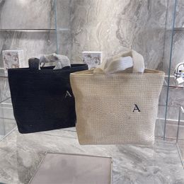 Triangle Totes Bag Letter embroidery Shopping Bags Designer Women Straw Knitting Handbags Summer Beach Raffias Shoulder Bags Large Casual Tote Handbags