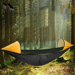 Camp Furniture Outdoor Garden Hammock Automatic Quick Folding Mosquito Net Double Lightweight Camping Hanging Nylon Swing Chair