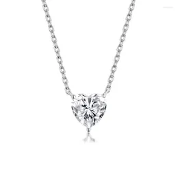 Chains Luxury S925 Sterling Silver VVS D Colour 2 Moissanite Diamond Clavicle Chain Three Claw Love Heart Shape Necklace For Women