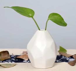 Ceramic Vase Dry Flower Creative Simple Decoration Household Ornament European Geometric Shaped Engraved Bottle High Quality EEA146420169