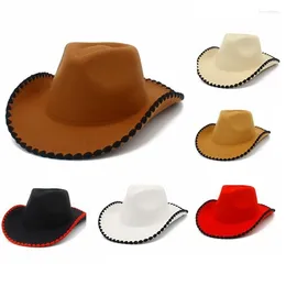 Berets Classical Fedoras Hat Woollen Wide Brimmed Western Cowboy For Trilby Dinner Outdoor Casual Wear