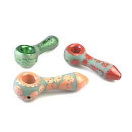 Red Green Orange Colourful Glass Smoking Pipe with 4 Inch Thick Pyrex Glass Deep Big Bowl Coloured Travel Pipes