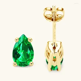 Stud Earrings Pear Cut Lab Grown Emerald For Women 925 Sterling Silver Synthesis Ear Studs 18k Gold Plated Pass