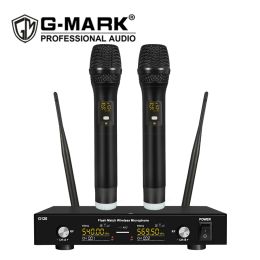 Microphones Microphone Wireless GMARK G120NEW UHF Professional 2 Channels Handheld Metal Body For Home Karaoke Church Performance Party