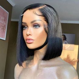 Synthetic Wigs Synthetic Wigs Short bob wig lace front human hair wig Straight 13x4 Frontal 4x4 closure Glueless wigs for women choice cheap on sale 240328 240327
