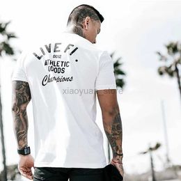 Men's T-Shirts Mens Summer Sports Clothing Fitness Running Short Sleeve T-shirt Cotton Bodybuilder T-shirts Sports Tops Mens Casual Style Sweatshirt 240327