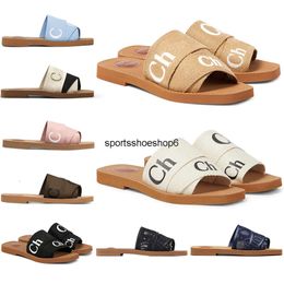 Sandalen, Designer-Sandalen für Damen, flache Pantoletten, Hellbraun, Beige, Weiß, Schwarz, Rosa, Spitze, Schriftzug, Stoff, Canvas-Hausschuhe, Damen-Sommer-Outdoor-Schuhe