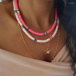 Choker 2024 Summer Beach Style Product Handmade Necklace For Women Folding Colourful Beaded Soft Ceramic Chip Collar Chain Jewellery