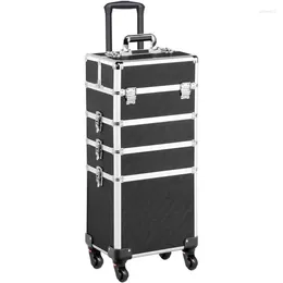 Storage Boxes Yaheetech Professional Makeup Train Case 4 In 1 Rolling Cosmetic Trolley Organizer Travel