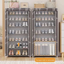 Storage Holders Racks Simple shoe cabinet with multi-layer shoe rack storage equipped with dust cover fabric portable and durable shoe rack storage manager Y240319