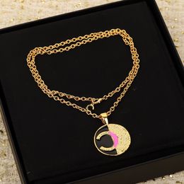 2024 Luxury quality charm pendant necklace with pink Colour enamel in 18k gold plated have stamp box PS3233B