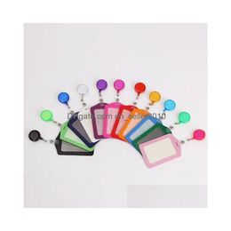 Party Favor Wholesale Badge Holder With Retractable Reel Pu Leather Business Id Holders Key Ring Card Case For Nurse Doctor Student Te Dh1K2