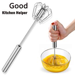 Stainless Steel Whisk Egg Beater Hand Push Rotary Blender Versatile Mini Foam Milk Frother Manual Cooking Mixer Kitchen Tool 240307