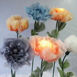 Decorative Flowers Wedding Decor Prop Large Electric Openable Artificial Height-adjustable Silk Flower Garden Decoration Mariage