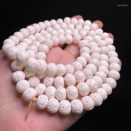 Strand Natural Yak Bone Hand Carved Coin 108 Beads Diy Accessories Bracelet