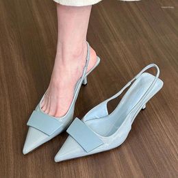 Sandals 2024 Spring Brown Brand Women Sandal Fashion Buckle Ladies Elegant Dress Slingback Shoes Thin High Heel Pointed Toe Pump