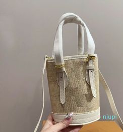 Designer -Grass Woven Mini Bucket Bag Shoulder Hobo Bags Lafite Grass Weaving Crossbody Pouch Printing Bag