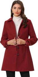 Allegra k Womens Winter Classic Outwear Overcoat with Pockets Single Breasted Pea Coat