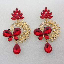 Dangle Earrings Trendy Crystal Zinc Alloy For Women Red And Black Glass Drills Christmas Jewellery Gift Wholesale Aretes