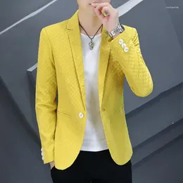 Men's Suits HOO 2024 Spring Solid Colour Wrinkle Blazer Youth Slim Fit Handsome Casual Blazers