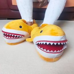 Slippers Plus Size 3645 Creative Animal Shark Slippers Indoor Warm Cotton Velvet Shoes Women Men Cartoon Fish Fur Slides 2023 Newest