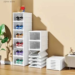 Storage Holders Racks Stackable Foldable Shoe Box - Free Shoe Storage Cabinet for Men and Women - Foldable Plastic Sports Shoe Organiser Y240319