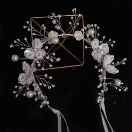 Tiaras Luxury Tiara Silver Colour Pearl Headbands Crystal Hair Jewellery Headpiece Wedding Hair Accessories Bridal Head Chain Hair Jewellery Y240319